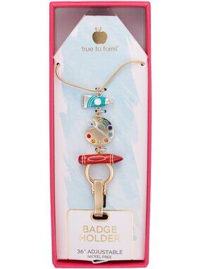 True to Form Artist Palette Teacher Badge Holder Adjustable Necklace Lanyard NIB